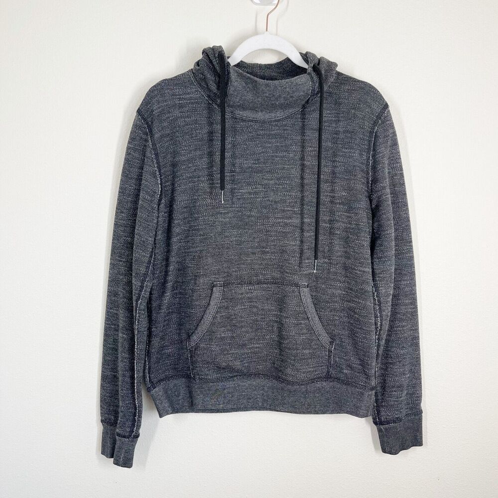 Alexander Wang T Marl Knit Slim Fit Hoodie Mens Size M Gray Funnel Neck Pullover